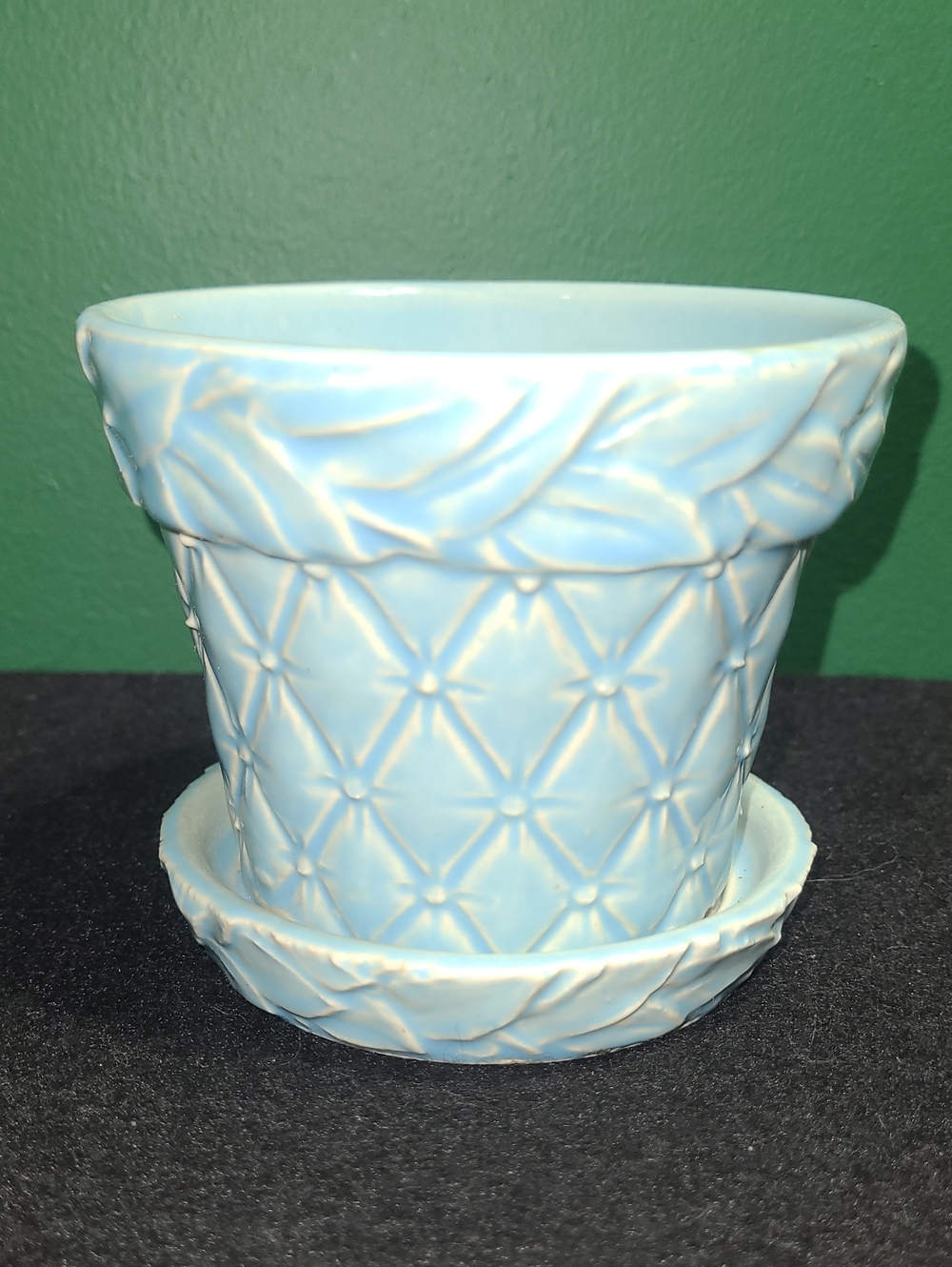 Vintage McCoy Pottery Quilted Diamond Planter Pastel Blue